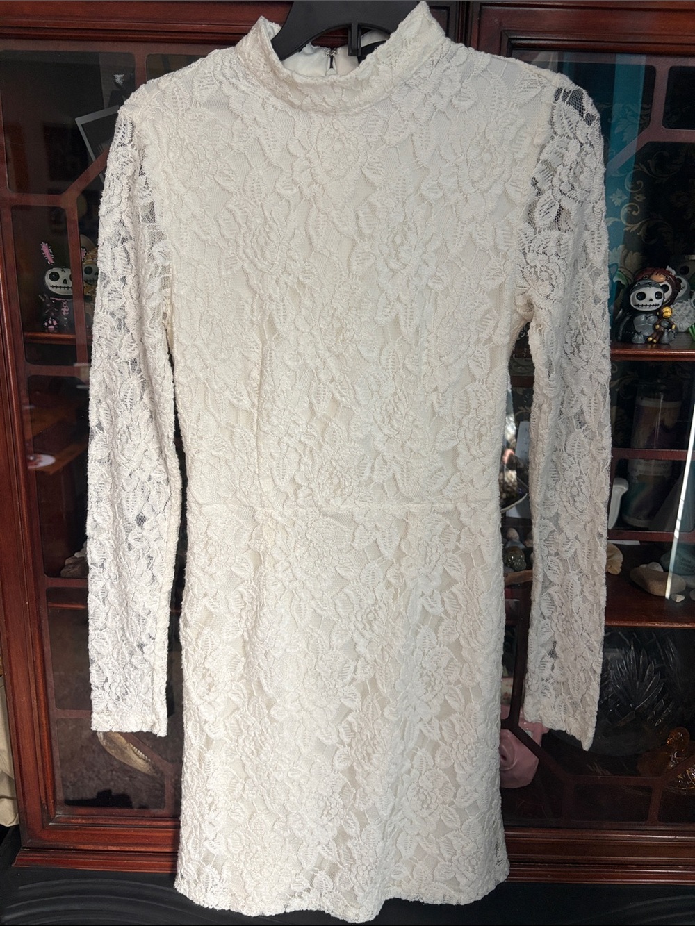 Forever 21 Cream Lace Long-Sleeve Mini Dress
